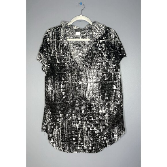 Jordan Taylor Power Mesh Swimsuit Cover With Hood L  Black White Resort Artsy - Picture 1 of 10
